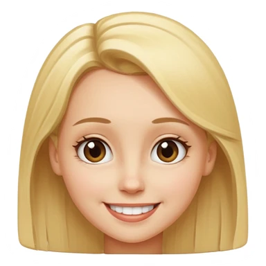An emoji of a blond girl with a VERY VERY VERY big forehead sticker