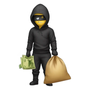 thief with bag of money sticker