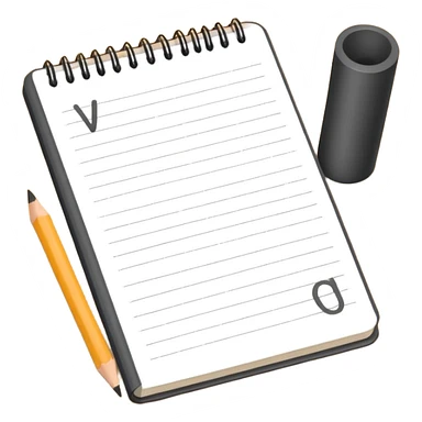 notebook with a pencil and English letters sticker