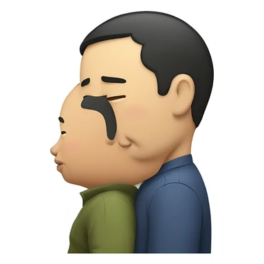 asian man kissing fat man  sticker