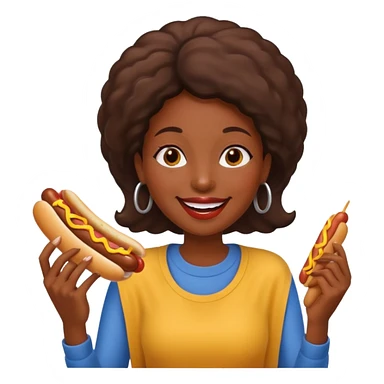 black woman eating hot dog  sticker