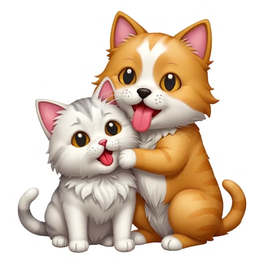cat licking a dog sticker