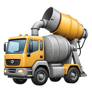 Generate an emoji where the concrete mixer delivers concrete to the disassembled concrete pump sticker