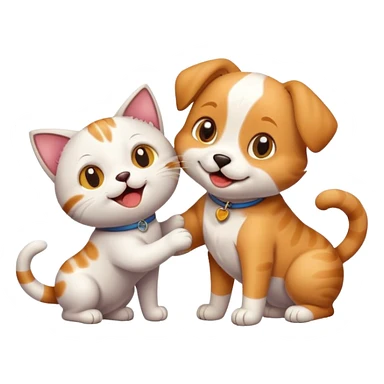 Cat and dog together as friends sticker