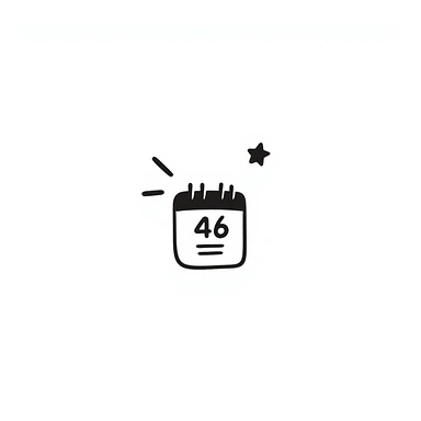 A black and white doodle of a calendar icon sticker