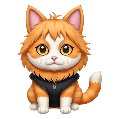 an orange cat that has a black dog costume on sticker