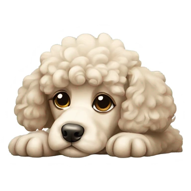 a sleepy-looking poodle puppy sticker
