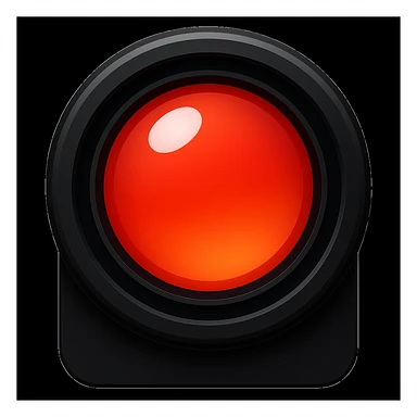 A simple camera lens, apple emoji style, front view, no face, red sticker