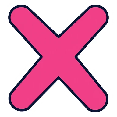 hot pink X mark, wrong symbol sticker