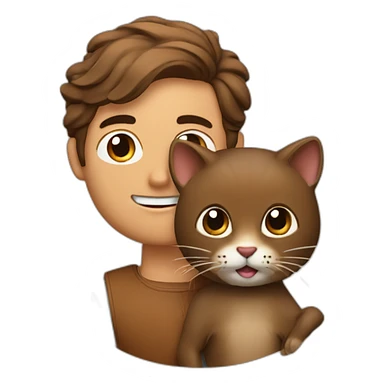 The man with parted hair on the right is holding a beaver cat sticker