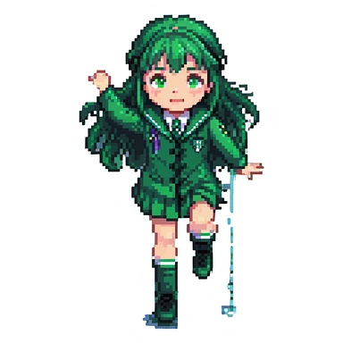 Slytherin student with green uniform slipping on a wet floor sticker