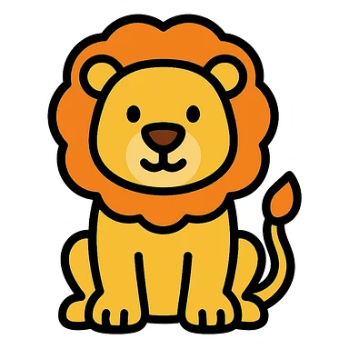 lion color outline icon style sticker