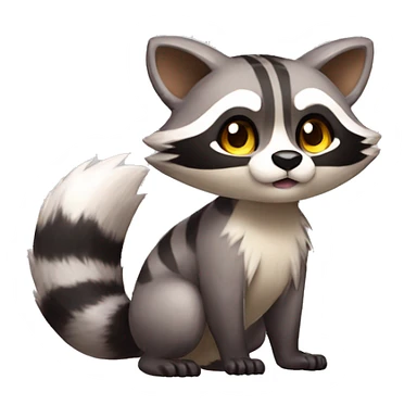Colorful Shiny Kawaii Cute Raccoon-Tiger-Fakémon-Pokémon full body sticker