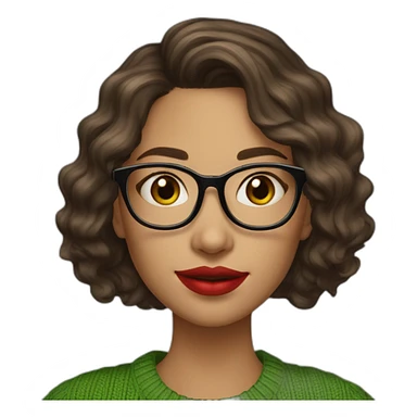 young-woman-with-glasses-and-red-lipstick-and-medium-length-wavy-brunette-hair-and-a-green-sweater-holding-a-book sticker