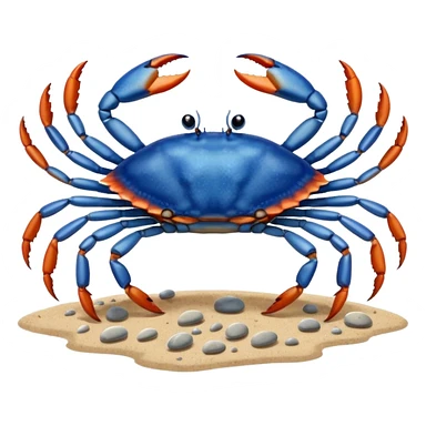 A blue crab with eight legs and two pincers sticker