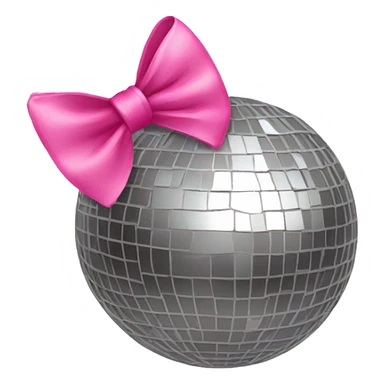 A mirrorball with a pink bow sticker