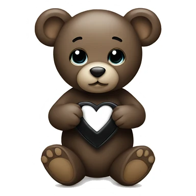 teddy with a ring and a black heart sticker