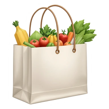 white shopping bag without face, and there are something full inside it sticker