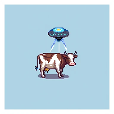 cow being sucked up by a ufo sticker