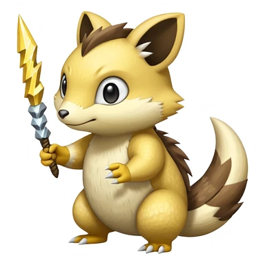 Sandshrew-Emolga-Pachirisu-Cacomistl-Fakemon-hybrid-creature (full body) sticker