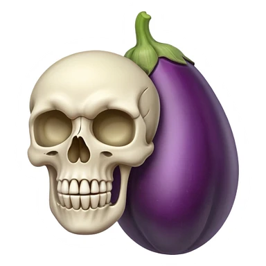 A skull and an big eggplant sticker