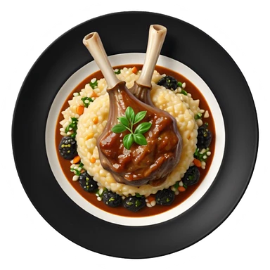Lamb Shanks with Risotto Nero on a black plate sticker
