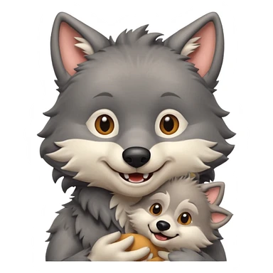 Wolf cartoon wholding animal sticker
