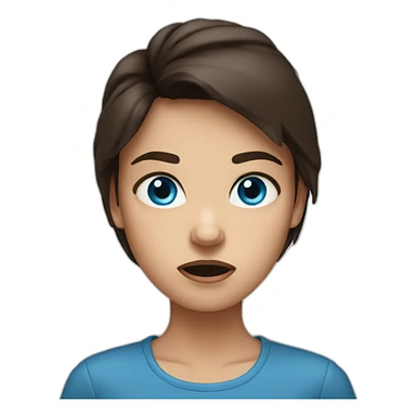 angry-girl-with-blue-eyes-and-dark-brown-hair-color sticker