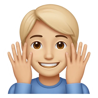 smiling but covering there face  sticker