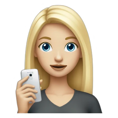Blonde girl with blue eyes with a phone in her hand sticker