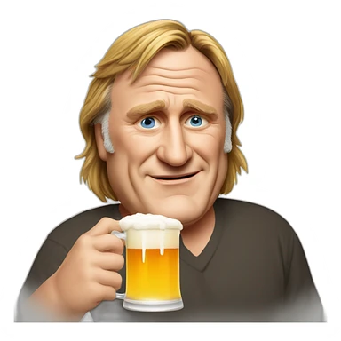 Gerard depardieu with beer sticker