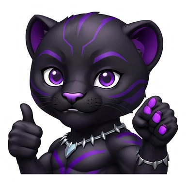 black panther with purple eyes, thumbs up sticker