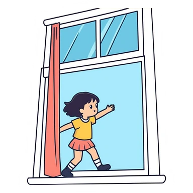 A girl getting snatched out the window  sticker