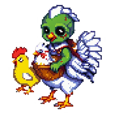 baby zombie riding a chicken, minecraft chicken jockey sticker