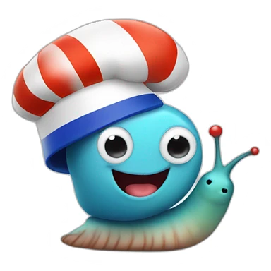 adorable snail with French flag and chef hat sticker