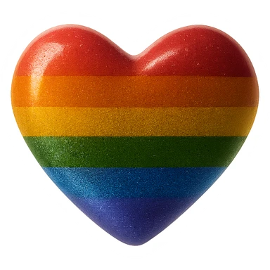 Add a soft glow effect around the 3D floating glitter glossy pride heart in a photorealistic style. Keep the image with no background. sticker
