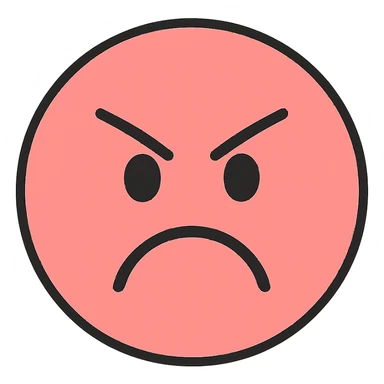 pink face with angry expression emoji, digital illustration sticker
