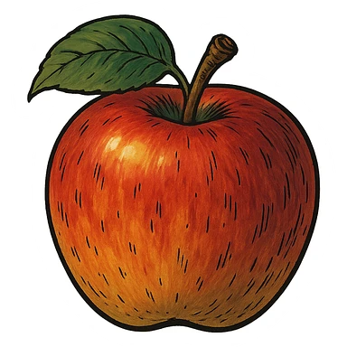 bold ghibli style icon of an apple sticker