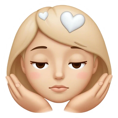 Sleepy face but in love, showing with white hearts sticker