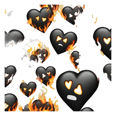 Black heart with flames sticker