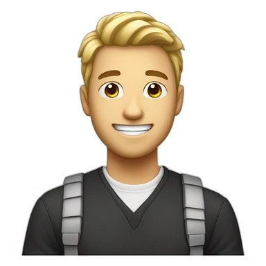 Create a innocent white student with big smile sticker