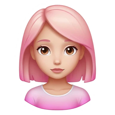 Cute minimalist female character with pink gradient glass effect, transparent background sticker