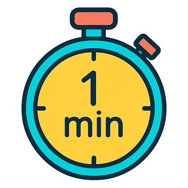 stopwatch with a 1 min symbol in the center, modern and simple, for icon use sticker