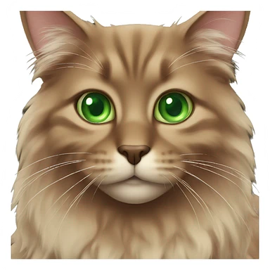 Brown fluffy cat with green eyes sticker