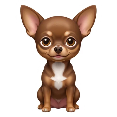 Cinematic Noble Chocolate Short Haired Chihuahua Portrait Emoji, Poised and regal, with a compact, muscular build and a sleek, well-groomed chocolate coat, deep-set soulful dark eyes, Simplified yet sharp and sophisticated features, highly detailed, glowing with a soft, dignified glow, high shine, intelligent and loyal, stylized with an air of strength, focused and attentive, soft glowing outline, capturing the essence of a watchful and confident guardian, so majestic it feels as though it could step out of the screen with effortless authority! sticker