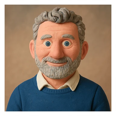 Create another more colorful claymation-style portrait emoji based on this person, vibrant pastel tones, friendly expression, visible clay texture, head and shoulders only. sticker