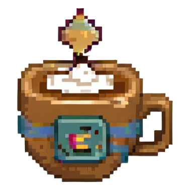 8-bit pixel art emoji,coffee in a coffee cup sticker