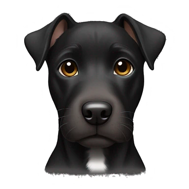 A black Patterdale Terrier dog with a white patch on its chest and brown eyes.  sticker