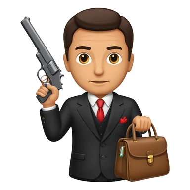 A rich mafia holding a gun on his hand and a bag of money sticker