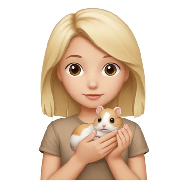 A pretty blond girl holding a hamster sticker